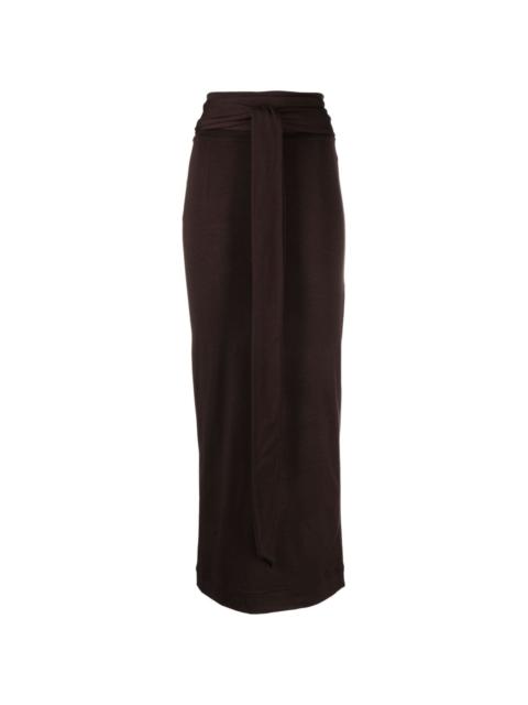 Dolce & Gabbana belted virgin-wool blend maxi skirt