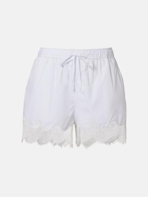 SIMKHAI Lace-trimmed cotton shorts