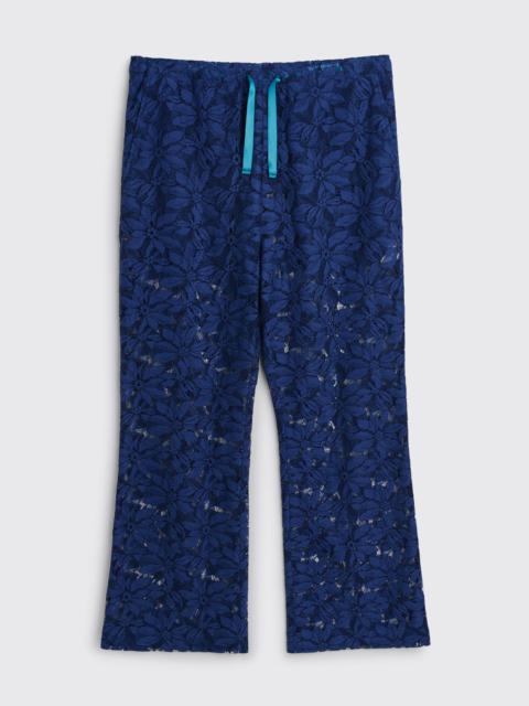 NEEDLES LACE CLOTH FLOWER BOOT-CUT PANTS NAVY