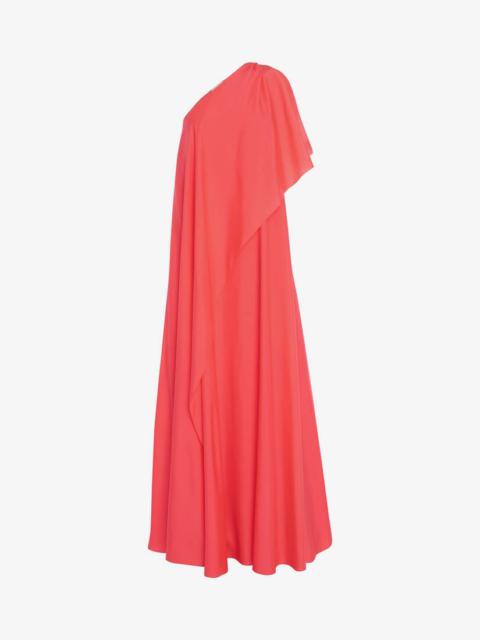 Alexander McQueen One-shoulder Drape Evening Dress in Neon Pink