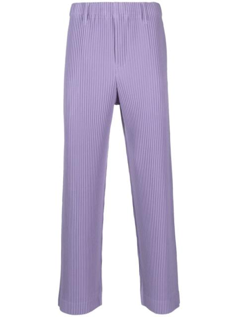 plissé-effect straight-leg trousers