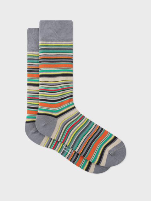 Grey 'Signature Stripe' Socks