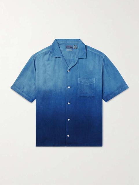 Camp-Collar Indigo-Dyed Woven Shirt