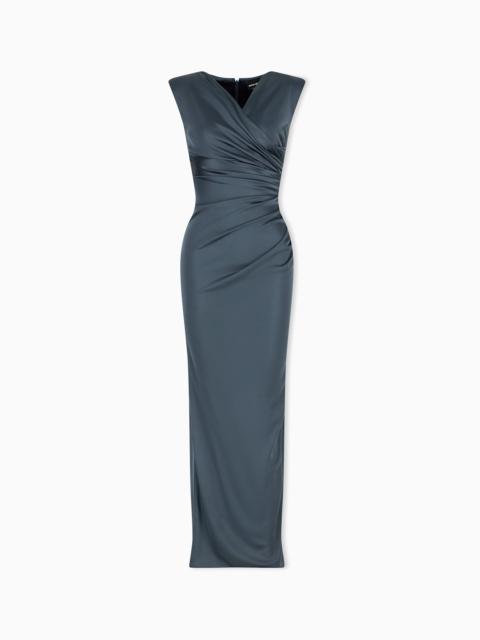 GIORGIO ARMANI LONG SLEEVELESS DRESS IN SHINY VISCOSE JERSEY NEW NORMAL
