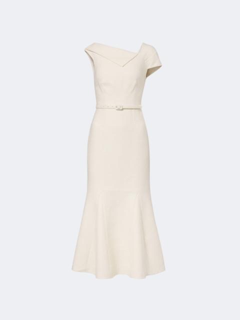 ROLAND MOURET Belted asymmetric bouclé cocktail dress