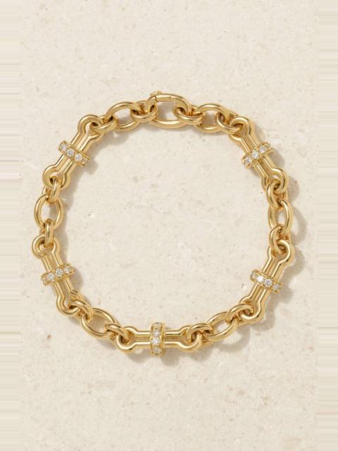 Barbell 18-karat gold diamond bracelet