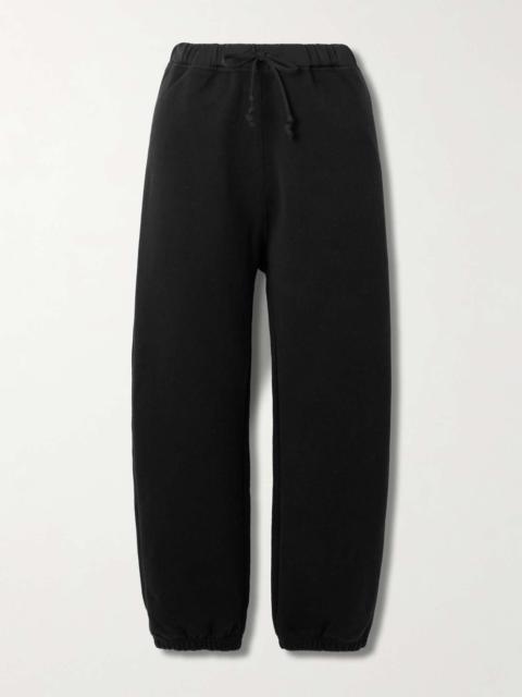 Carven Crepe-trimmed cotton-jersey track pants Black