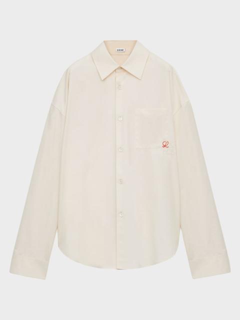 Loewe Men's Embroidered Anagram Pocket Button-Down Shirt