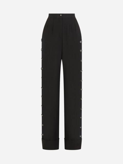 Dolce & Gabbana Piqué palazzo pants with buttons and turn-ups