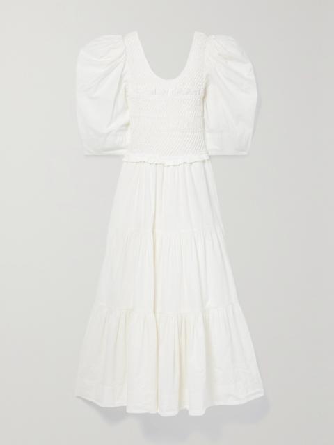 Sea Simona Smocked Cotton-poplin Midi Dress