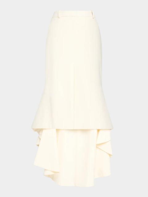 MICHAEL KORS COLLECTION High-Low Ruffle Wool Maxi Skirt