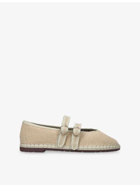 FLABELUS Claire Linen Mary-Jane Flats