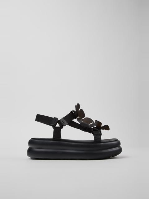 CAMPER Twins Black Textile Sandals for Women.