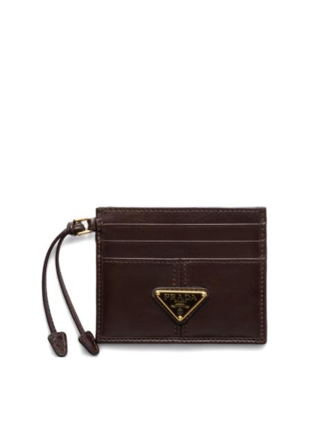 Prada triangle-logo leather card holder