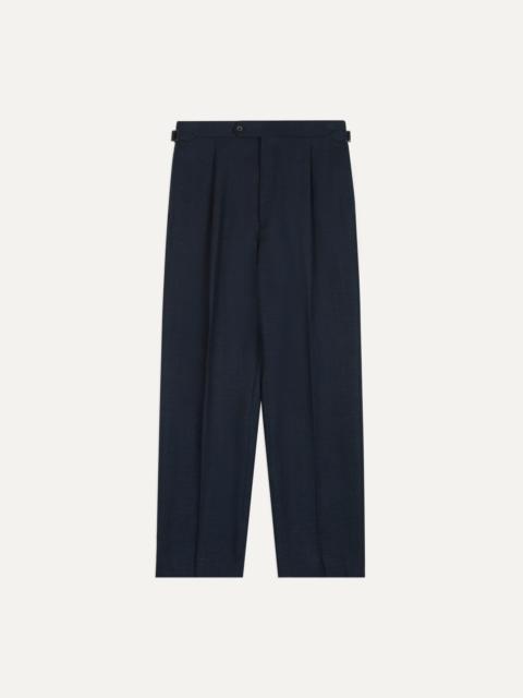 Drake's Navy Linen Single Pleat Trouser
