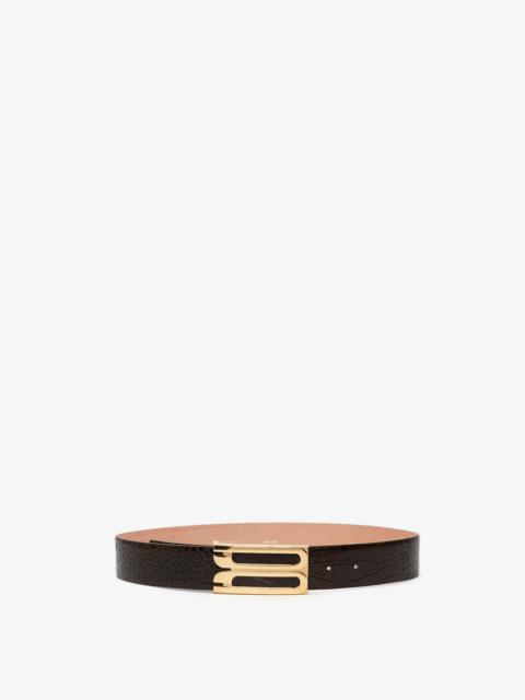 Victoria Beckham Jumbo Frame Belt In Chocolate Croc Leather
