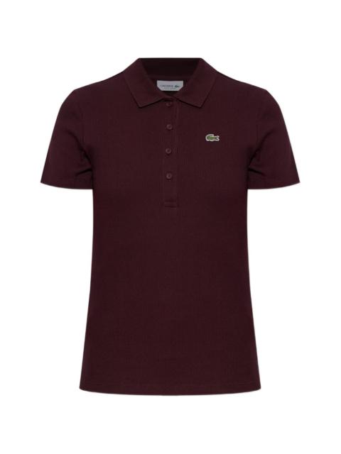 LACOSTE ribbed logo-patch polo top