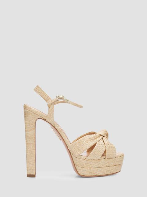 AQUAZZURA Women's Nina Raffia 130MM Platform Sandals - Natural Silver