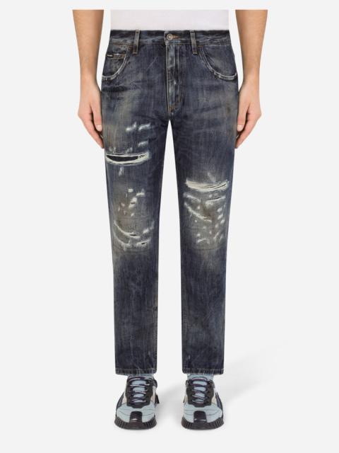 Dolce & Gabbana Loose jeans with mud-effect detailing