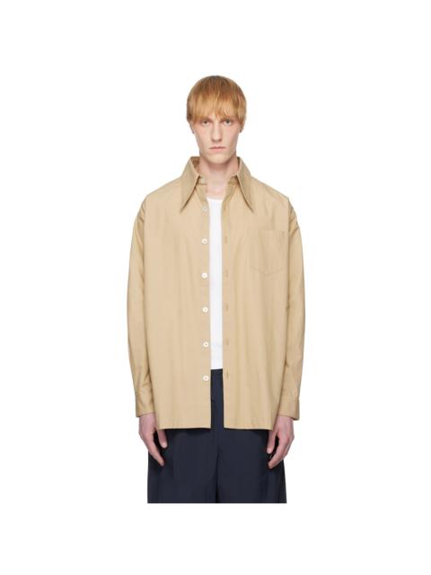 WILLY CHAVARRIA Tan Point Collar Dress Shirt
