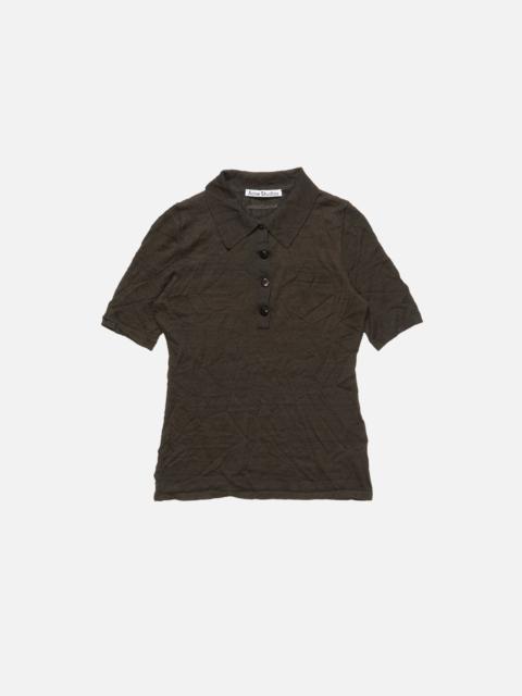Acne Studios Silk polo knit - Dark brown melange