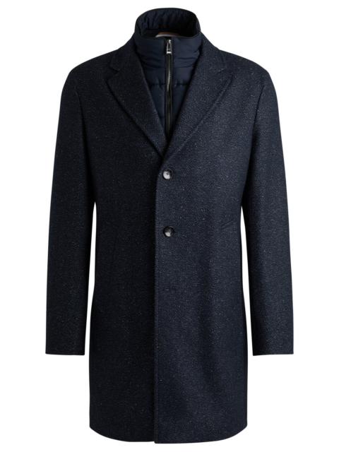BOSS SLIM-FIT COAT WITH DETACHABLE ZIP-UP INNER