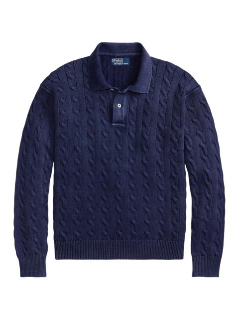 Polo Ralph Lauren Men's Cable-Knit Cotton Polo Sweater - Dark Cobalt