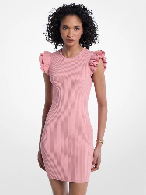 MICHAEL KORS Ruffled Stretch Viscose Mini Dress