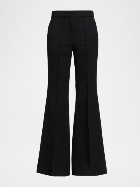 Jil Sander Pintuck Wool Tailored Flared Trousers