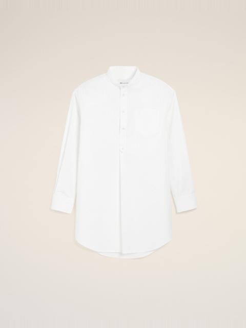 AMI Paris WHITE COTTON MAO COLLAR TUNIC DRESS