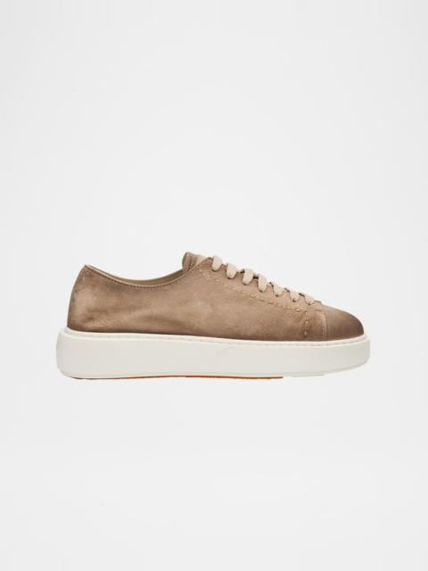Santoni Clean Icon Suede Low-Top Sneakers