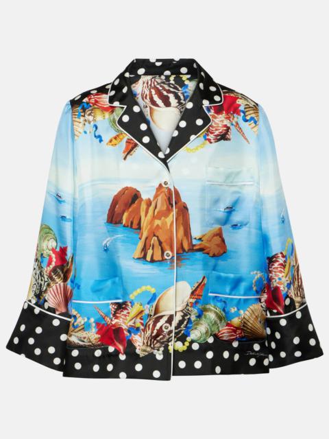 Capri printed silk satin shirt