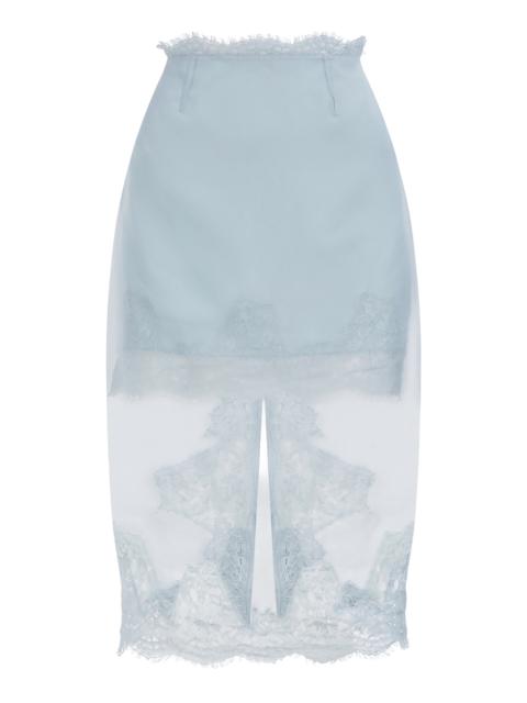 Aje. Ophelia Silk Lace Midi Skirt blue