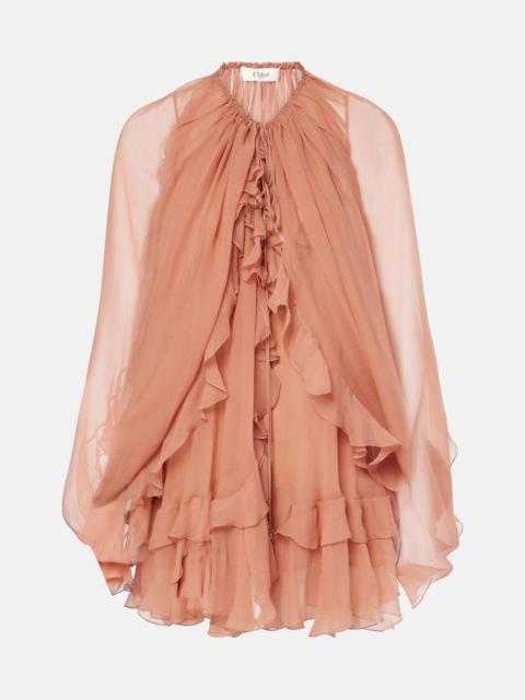 Ruffled silk muslin cape