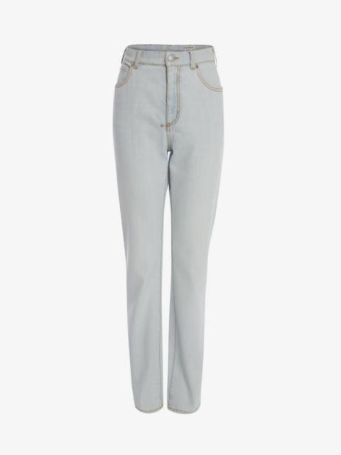 Alexander McQueen Slim Boyfriend Denim Trouser in Light Blue