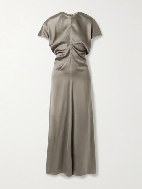 TOTEME Draped satin maxi dress Taupe