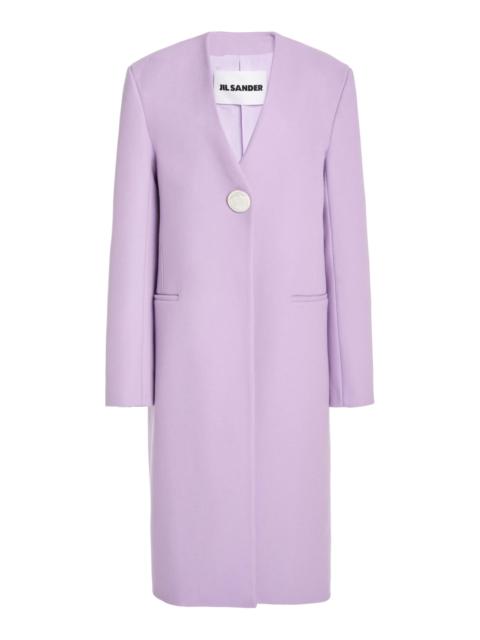 Jil Sander Single-Breasted Cashmere-Blend Collarless Coat purple