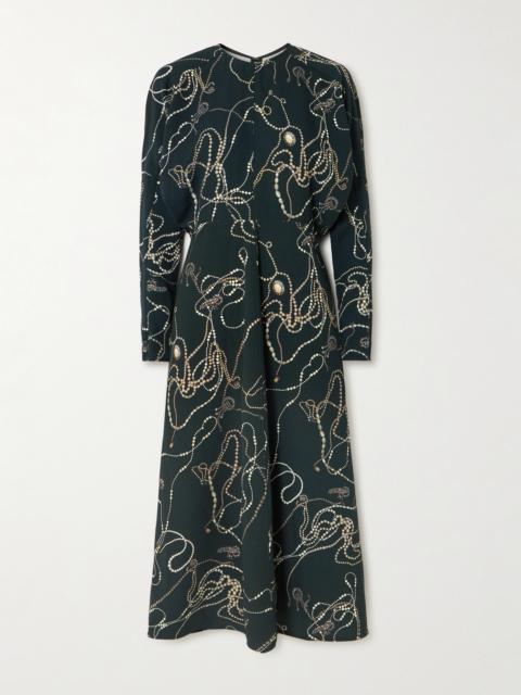 Victoria Beckham Paneled Printed Crepe Midi Dress