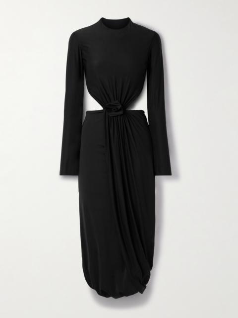 MAYGEL CORONEL Damasco Appliquéd Cutout Stretch-jersey Midi Dress