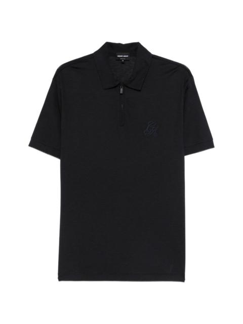 GIORGIO ARMANI zip embroidered polo shirt