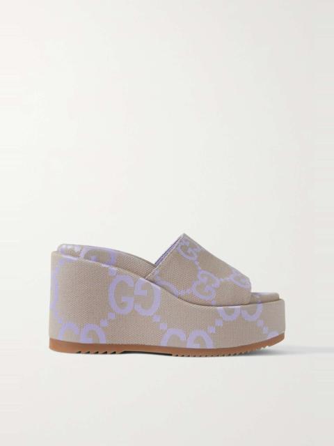 GUCCI Angelina canvas-jacquard wedge slides