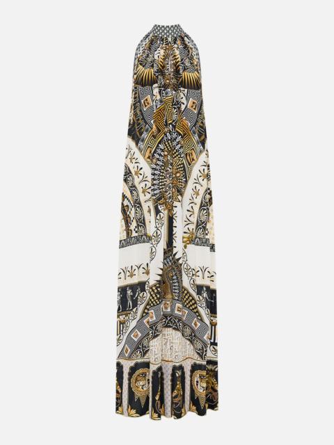 CAMILLA TIE NECK LONG DRESS