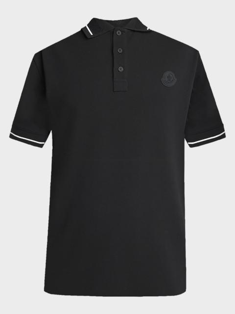 Moncler Men's Logo Patch Cotton Pique Polo Shirt