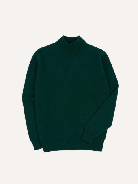 Drake's Green Brushed Shetland Mock Neck Jumper