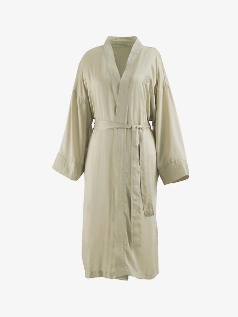 KENZO Shawl-collar belted woven bathrobe