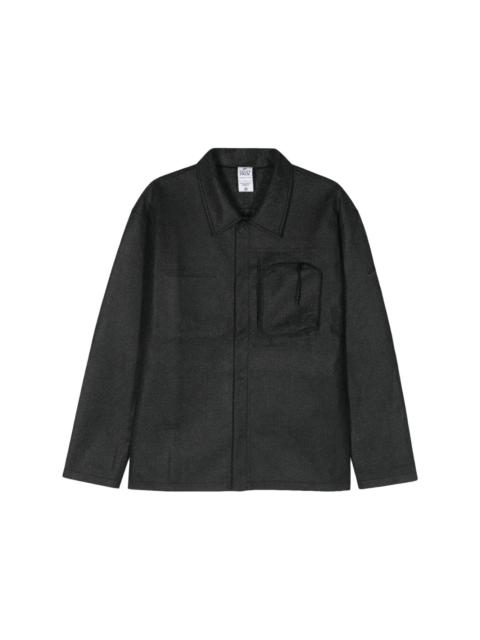 spread-collar felted shirt jacket