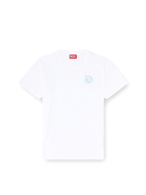 Diesel JERSEY T-SHIRT WITH FLOCKED PRINT