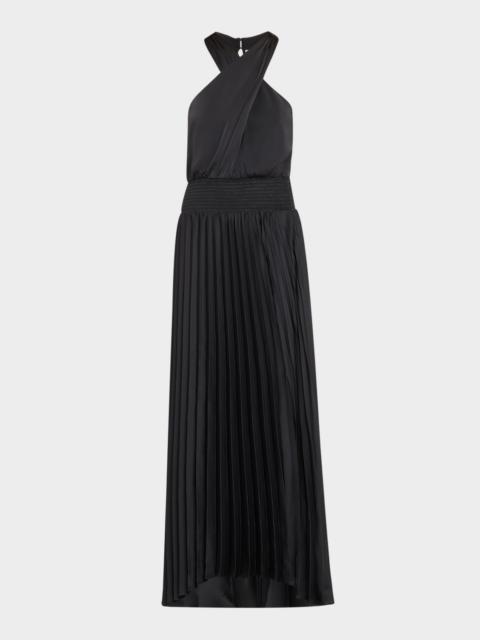 RAMY BROOK Arina Pleated Halter Midi Dress