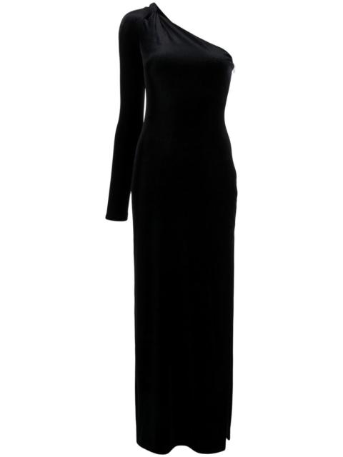 GALVAN Off Kilter asymmetric velvet dress