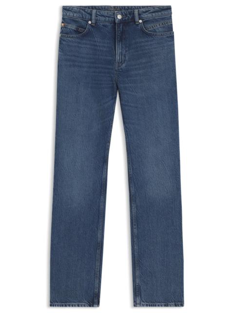 BOSS REGULAR-FIT JEANS IN MID-BLUE DENIM